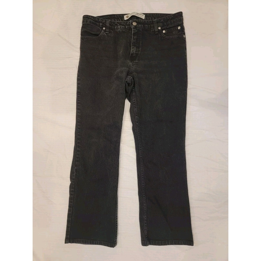 Harley-Davidson stretch jeans: Bootcut Fit, Black‎ Wash, Flattering Womens 14